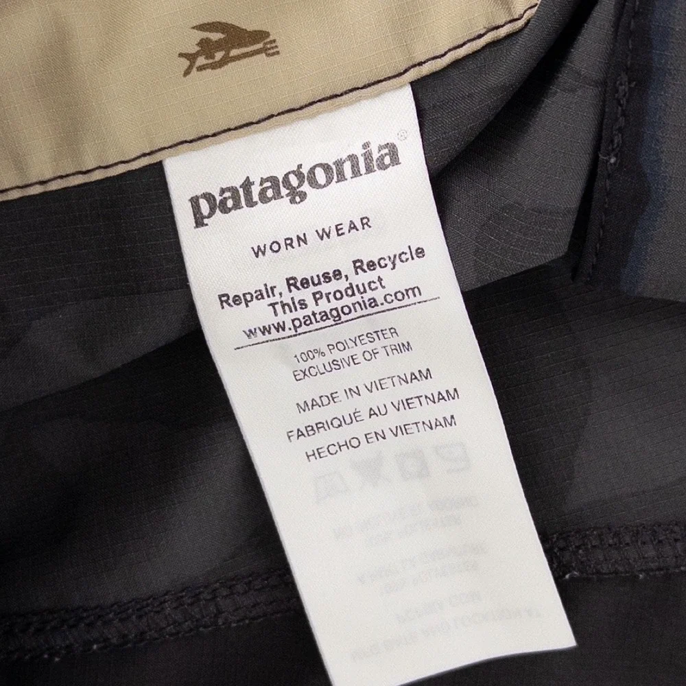 Patagonia Mens 31 Stretch Planing Board Shorts Black Camo Swim Surfing